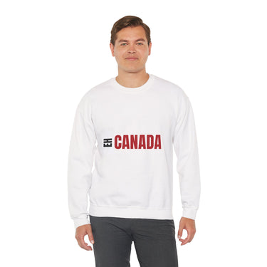 Faith Culture – Eh Canada Crewneck Sweatshirt – White | Playful Canadian Pride Pullover White