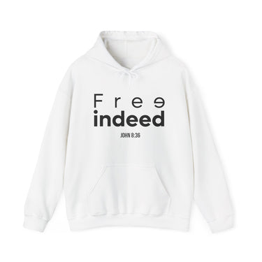 Free Indeed Abstract Christian Hoodie | John 8:36 Bible Verse Apparel White