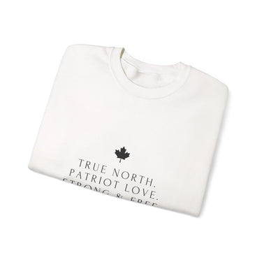 Faith Culture β True North Strong & Free Crewneck Sweatshirt β White | Minimalist Canadian Anthem Pullover