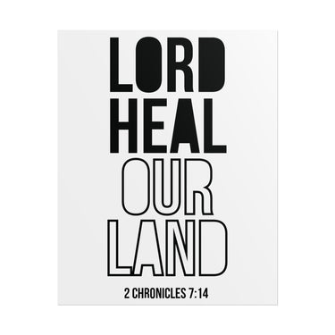 Lord Heal Our Land Christian Poster | 2 Chronicles 7:14 Scripture Wall Art