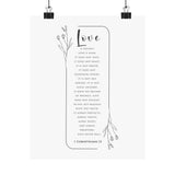 Faith Culture Love Is Patient 1 Corinthians 13 Christian Matte Poster | Love Never Fails Scripture Wall Art Print 8" x 10" Matte