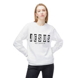 Faith Culture - Jesus My Savior Christian Crewneck Sweatshirt β White | Bold Faith Statement Pullover