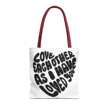 Faith Culture - Serve One Another in Love Christian Tote Bag - Galatians 5:13 Bible Verse 16" × 16'' Red