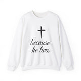Faith Culture - Because He Lives - Christian Unisex Heavy Blendâ„¢ Crewneck Sweatshirt White