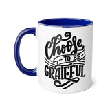 Faith Culture - Choose to Be Grateful - Christian Thanksgiving Accent Mug, 11oz Blue 11oz