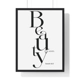 Faith Culture - Christian Home Décor - Crown of Beauty Instead of Ashes - Isaiah 61:3 Wall Art 18″ x 24″ Black