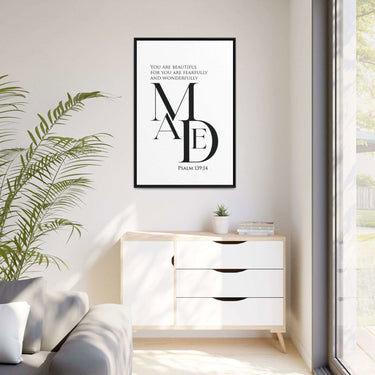 Faith Culture - Christian Home Décor - Eternal Reflection - Psalm 139:14 Wall Art 32″ x 48″ (Vertical) Black 1.25"