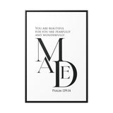 Faith Culture - Christian Home Décor - Eternal Reflection - Psalm 139:14 Wall Art 32″ x 48″ (Vertical) Black 1.25"