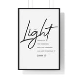 Faith Culture - Christian Home Décor - Radiant Dawn - John 1:5 - Christian Wall Art 24″ x 36″ Black