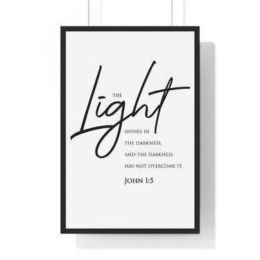 Faith Culture - Christian Home Décor - Radiant Dawn - John 1:5 - Christian Wall Art 20" x 30" Black