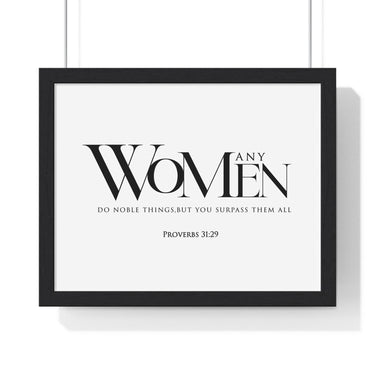 Faith Culture - Christian Home Décor - Virtuous Woman - Proverbs 31:29 Wall Art 14″ x 11″ Black