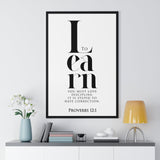 Faith Culture - Christian Home Décor - Wisdom's Path - Proverbs 12:1 Wall Art 24″ x 36″ Black