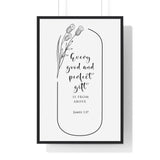 Faith Culture - Divine Gifts - James 1:17 - Christian Wall Art 24″ x 36″ Black