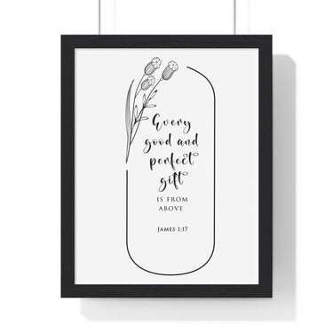 Faith Culture - Divine Gifts - James 1:17 - Christian Wall Art 11″ x 14″ Black