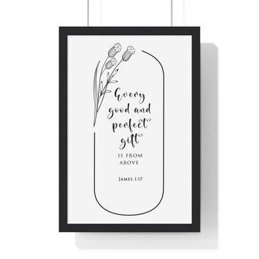 Faith Culture - Divine Gifts - James 1:17 - Christian Wall Art 12″ x 18″ Black