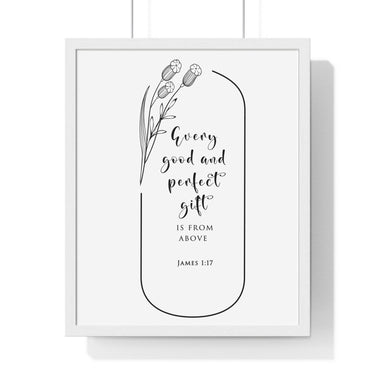 Faith Culture - Divine Gifts - James 1:17 - Christian Wall Art 16" x 20" White