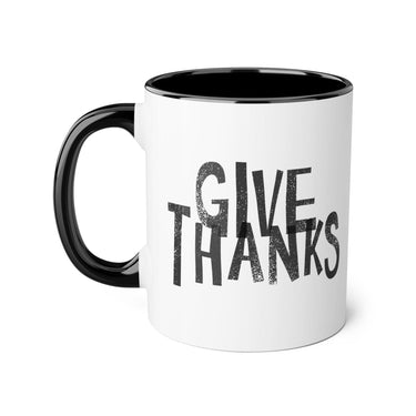 Faith Culture - Give Thanks - Christian Thanksgiving Accent Mug, 11oz Black 11oz