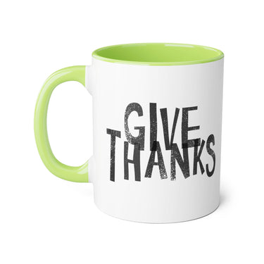 Faith Culture - Give Thanks - Christian Thanksgiving Accent Mug, 11oz Light Green 11oz