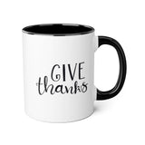 Faith Culture - Give Thanks - Christian Thanksgiving Accent Mug, 11oz