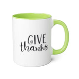 Faith Culture - Give Thanks - Christian Thanksgiving Accent Mug, 11oz
