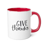 Faith Culture - Give Thanks - Christian Thanksgiving Accent Mug, 11oz