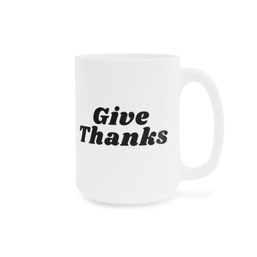 Faith Culture - Give Thanks Ceramic Coffee Mug Christian Thanksgiving Gift 15oz White