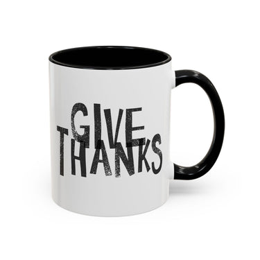 Faith Culture - Give Thanks Christian Thanksgiving Accent Coffee Mug, 11oz and 15oz 11oz Black