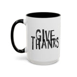 Faith Culture - Give Thanks Christian Thanksgiving Accent Coffee Mug, 11oz and 15oz