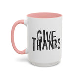 Faith Culture - Give Thanks Christian Thanksgiving Accent Coffee Mug, 11oz and 15oz