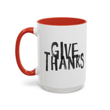 Faith Culture - Give Thanks Christian Thanksgiving Accent Coffee Mug, 11oz and 15oz