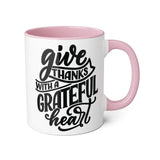 Faith Culture - Give Thanks with a Grateful Heart - Christian Thanksgiving Accent Mug, 11oz
