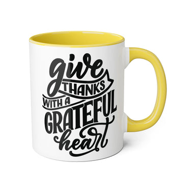 Faith Culture - Give Thanks with a Grateful Heart - Christian Thanksgiving Accent Mug, 11oz