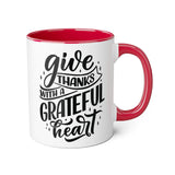Faith Culture - Give Thanks with a Grateful Heart - Christian Thanksgiving Accent Mug, 11oz