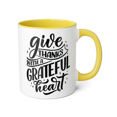 Faith Culture - Give Thanks with a Grateful Heart - Christian Thanksgiving Accent Mug, 11oz