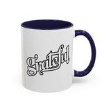 Faith Culture - Grateful - Christian Thanksgiving Accent Coffee Mug, 11oz and 15oz 11oz Navy