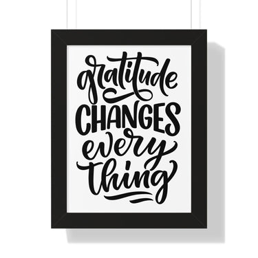Faith Culture - Gratitude Changes Everything - Christian Thanksgiving Wall Art 12″ x 16″ Black