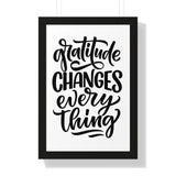 Faith Culture - Gratitude Changes Everything - Christian Thanksgiving Wall Art 16″ x 24″ Black