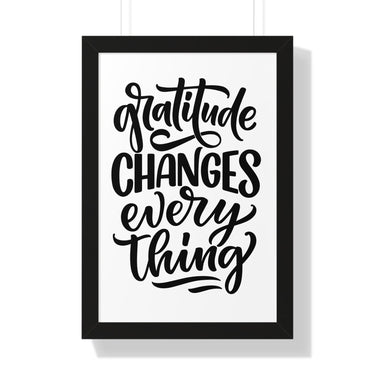 Faith Culture - Gratitude Changes Everything - Christian Thanksgiving Wall Art 16″ x 24″ Black