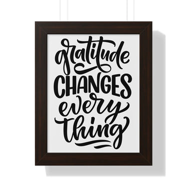 Faith Culture - Gratitude Changes Everything - Christian Thanksgiving Wall Art 11" x 14" Walnut