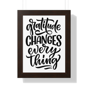Faith Culture - Gratitude Changes Everything - Christian Thanksgiving Wall Art 12″ x 16″ Walnut