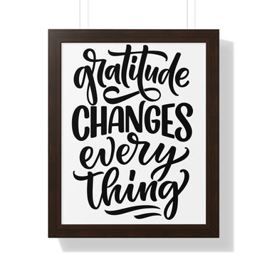 Faith Culture - Gratitude Changes Everything - Christian Thanksgiving Wall Art 16″ x 20″ Walnut