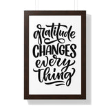 Faith Culture - Gratitude Changes Everything - Christian Thanksgiving Wall Art 16″ x 24″ Walnut