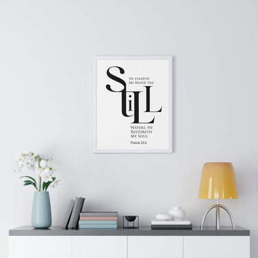 Faith Culture - "He Leads Me Beside Quiet Waters" - Psalm 23:2 Christian Vertical Framed Wall Art