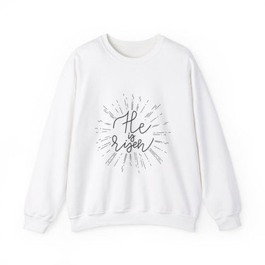 Faith Culture - He is Risen - Christian Unisex Heavy Blend™ Crewneck Sweatshirt White