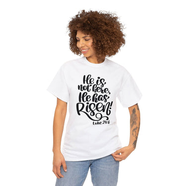Faith Culture - He is Risen - Luke 24:6 Christian Unisex Heavy Cotton Tee