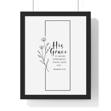 Faith Culture - His Grace - Romans 6:14 - Christian Wall Art 11″ x 14″ Black