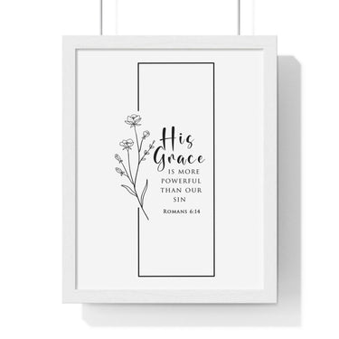 Faith Culture - His Grace - Romans 6:14 - Christian Wall Art 11″ x 14″ White