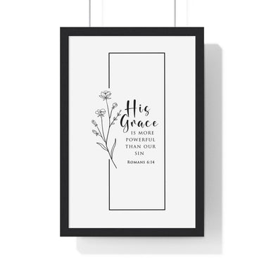 Faith Culture - His Grace - Romans 6:14 - Christian Wall Art 12″ x 18″ Black