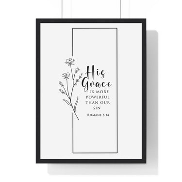Faith Culture - His Grace - Romans 6:14 - Christian Wall Art 18″ x 24″ Black