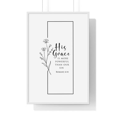 Faith Culture - His Grace - Romans 6:14 - Christian Wall Art 24″ x 36″ White